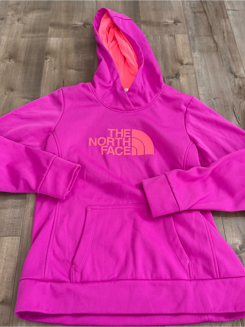 The North Face Hoodie Hooded Sweatshirt Fleece Lined W Lg Fuchsia Neon Pullover